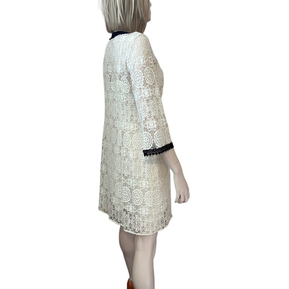 Nanette Lepore Sheath Dress Lace Crochet Zip Front Y2K Made in USA Linen Cotton - Picture 9 of 16